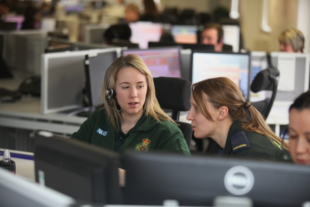 Staff members in office.