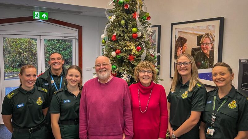 Left to right: Colette Weepman, Matt Dunn (Consultant Paramedic Lancashire), Rachel Barton, Paul Hubberstey, Joan Hubberstey, Louise Woolcomve, Diane Stott-Duggan.